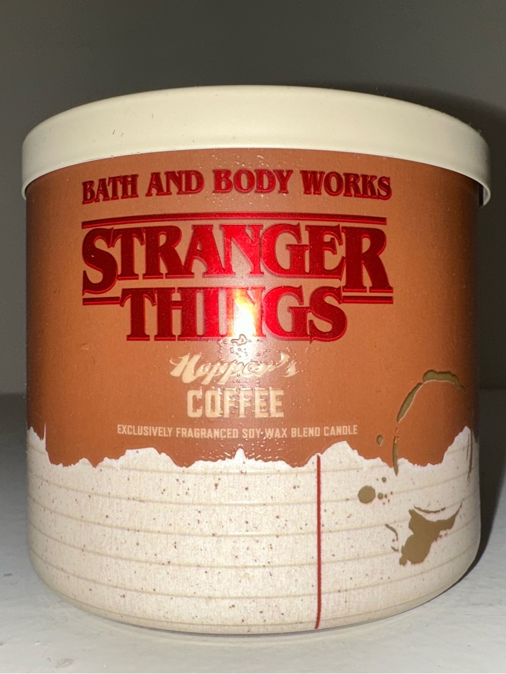 Bath & Body Works Stranger Things Hopper's Coffee Candle - Brown, White - Picture 1 of 3